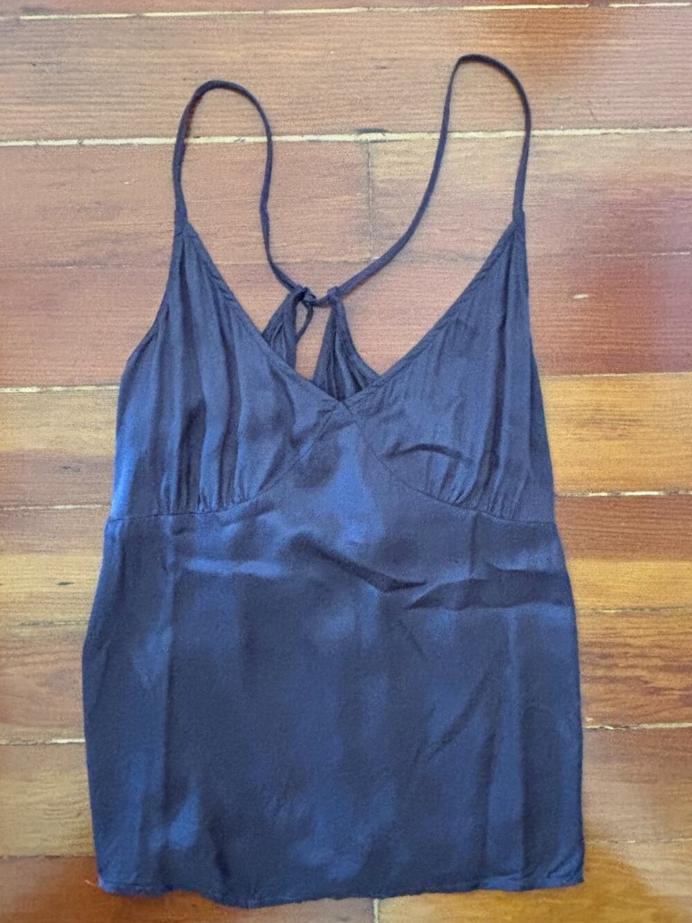 Lovestitch Boho Strappy Minimalist Silky Gray Going Out Top Adjustable MEDIUM